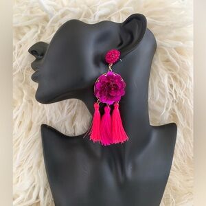 Dangling Tassel Pink & Fusia Earrings